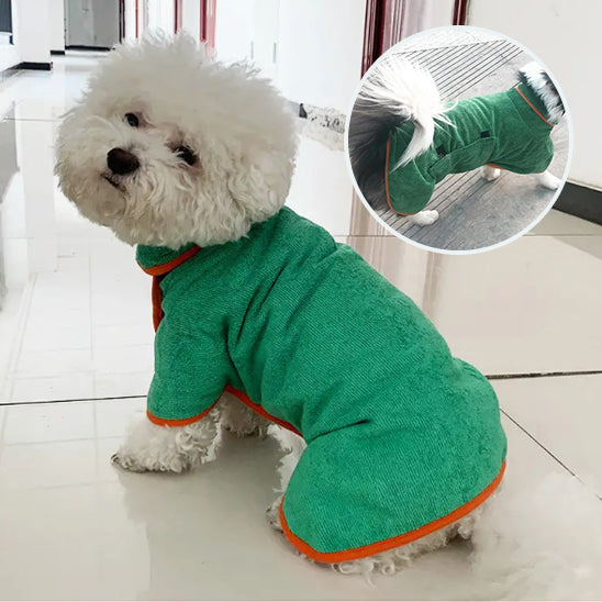 manteau-chien-caniche-blanc-peignoir-bathrobe-dog-coat